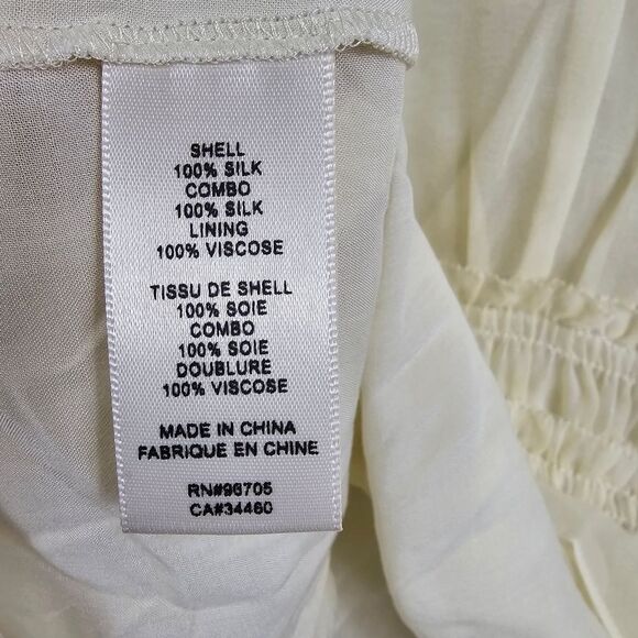 NWT Rebecca Taylor Silk Chiffon Long Sleeve Blouse in Lemonade - Size 4 - Picture 9 of 10